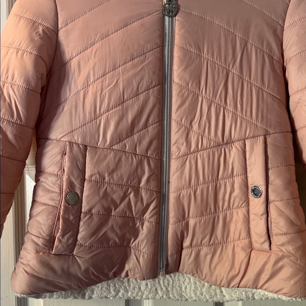 Michael Kors KIDS Pink and Cream Quilted Jacket